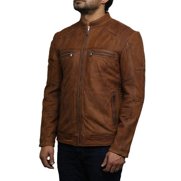 Mens Genuine Leather Biker Jacket Smart Casual Style