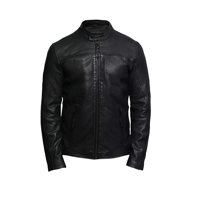 Brandslock Mens Genuine Wax Leather jacket Distressed 
