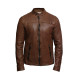 Mens Leather Jacket Genuine Lambskin Waxed Distressed Vintage Retro Tan Cognac