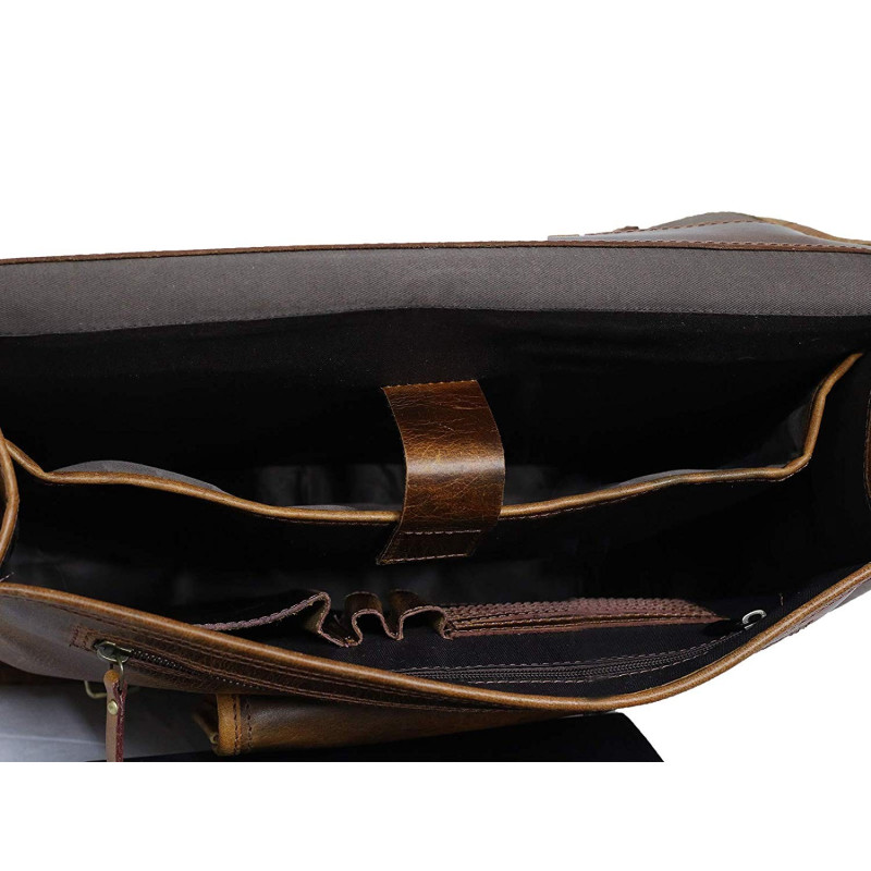 Unisex Genuine Leather Laptop Messenger Shoulder Bag Briefcase Style ...