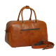 Genuine Leather Travel Overnight Duffel Bag (Tan)