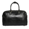 Genuine Leather Travel Overnight Duffel Bag (Black)