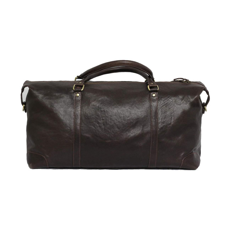 Genuine Leather Travel Duffle Bag (Brown) - Brandslock