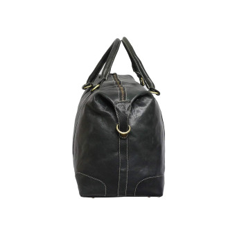Genuine Leather Travel Duffle Bag (Black)