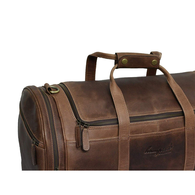 Brandslock Genuine Leather Travel Duffle Bag Vintage Style