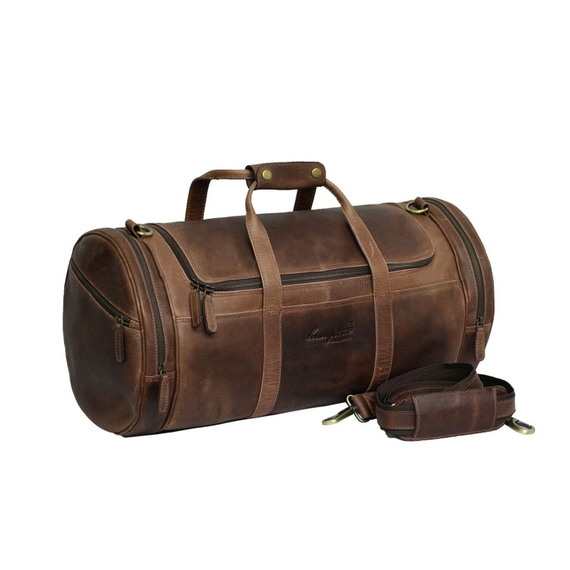 Brandslock Genuine Leather Travel Duffle Bag Vintage Style