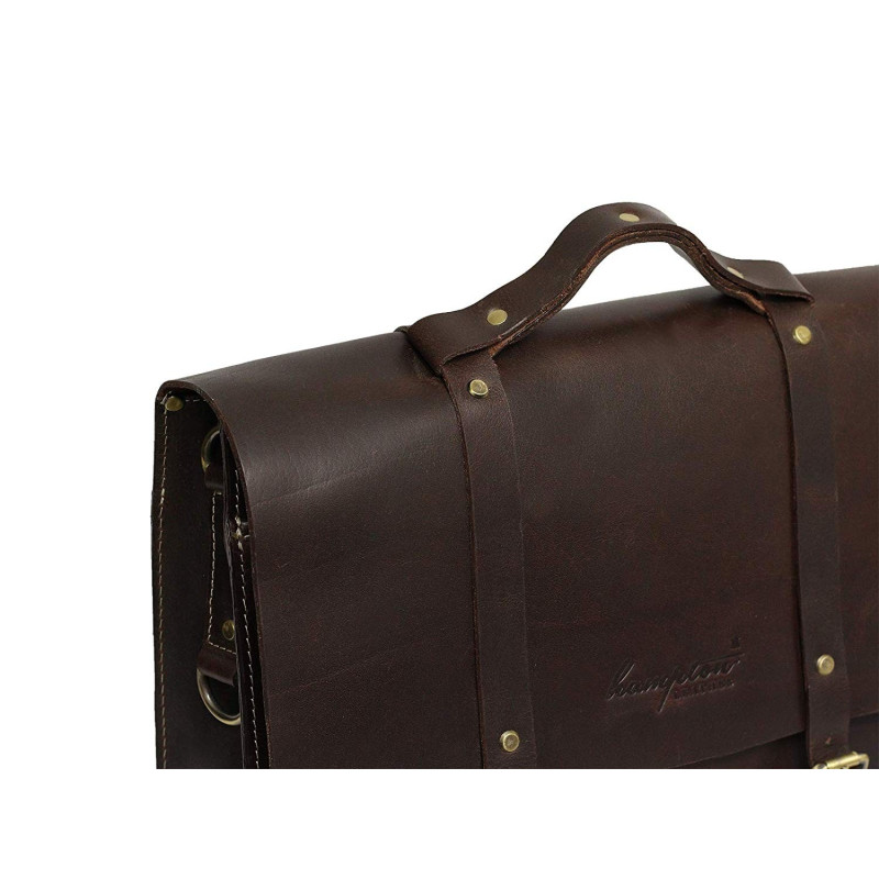 Brandslock Unisex Genuine Leather Laptop Messenger Shoulder Bag