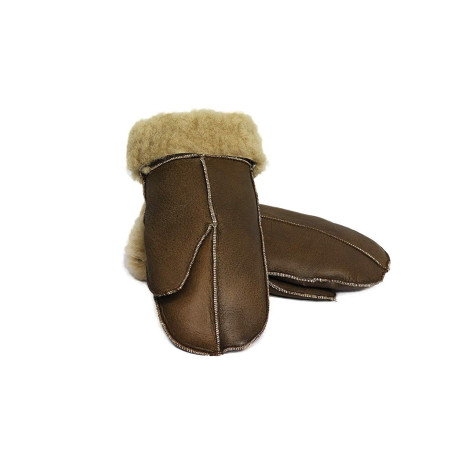Unisex Soft Thick 100% Cream Fur Sheepskin Leather Mittens Ideal For Winter