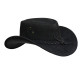Mens Black Australian Leather Original Cowboy Aussie Bush Hat