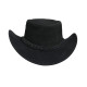Mens Black Australian Leather Original Cowboy Aussie Bush Hat