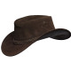 Mens Brown Australian Leather Original Cowboy Aussie Bush Hat