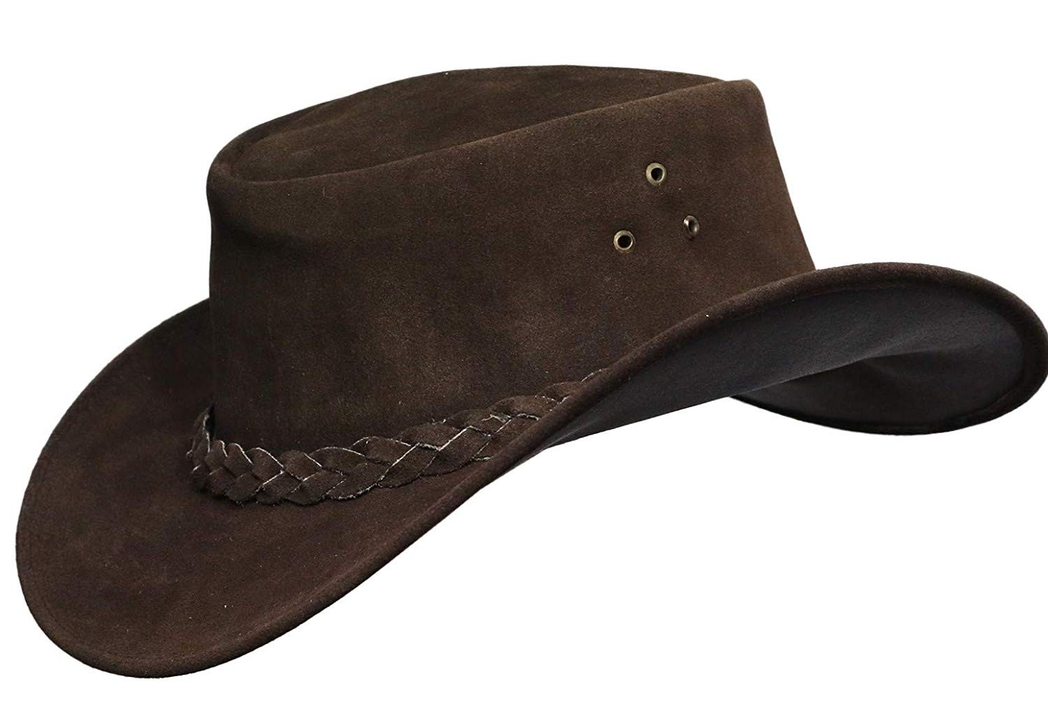 Australian western style cowboy leather bush hat Free postage UK Stock 