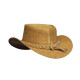 Mens Camel Australian Leather Original Cowboy Aussie Bush Hat