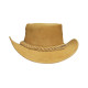 Mens Camel Australian Leather Original Cowboy Aussie Bush Hat