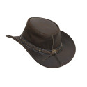 Mens Vintage Brown Wide Brim Cowboy Aussie Style Western Bush Hat