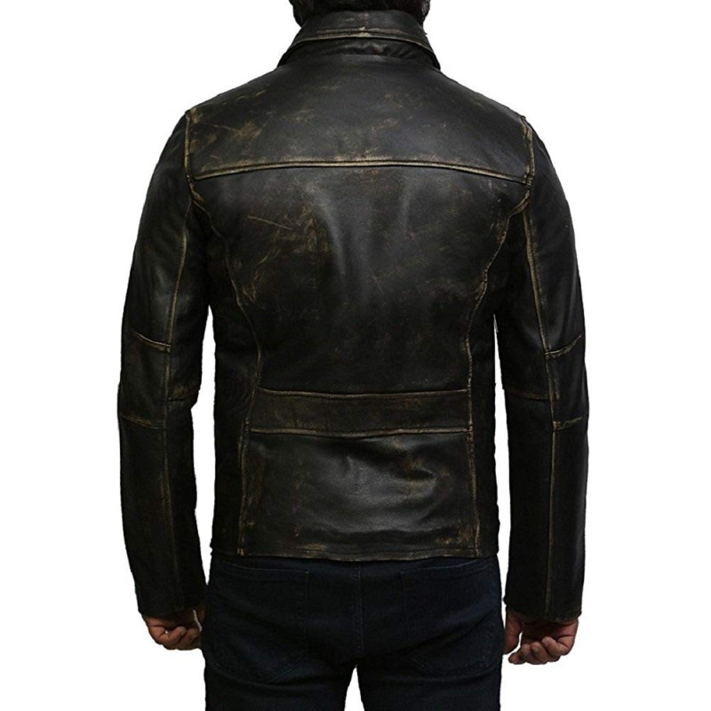 Details about   Men Genuine Cowhide Blazer Black Real Bovine Leather Coat Casual Trucker Jacket 