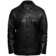 Men's Black Leather Bomber Jacket - Warwick
