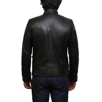 Mens Genuine Leather Biker Jacket Sheepskin Vintage