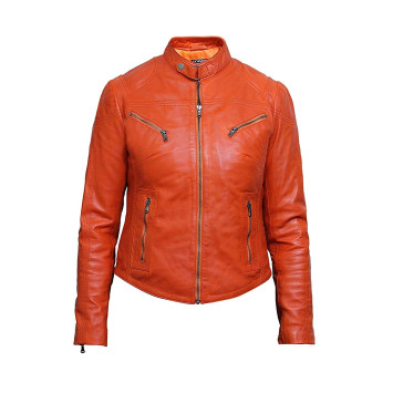  Vintage Womens real Leather Biker Jacket Lambskin  