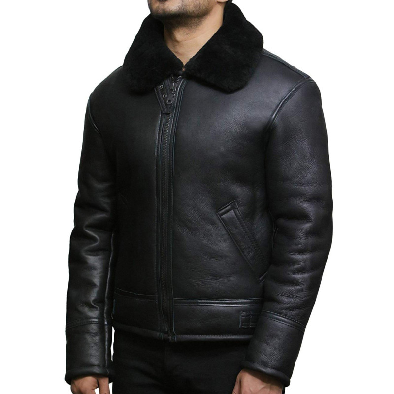 Mens Full Sleeves Genuine Leather Smooth Touch Soft Black Jacket