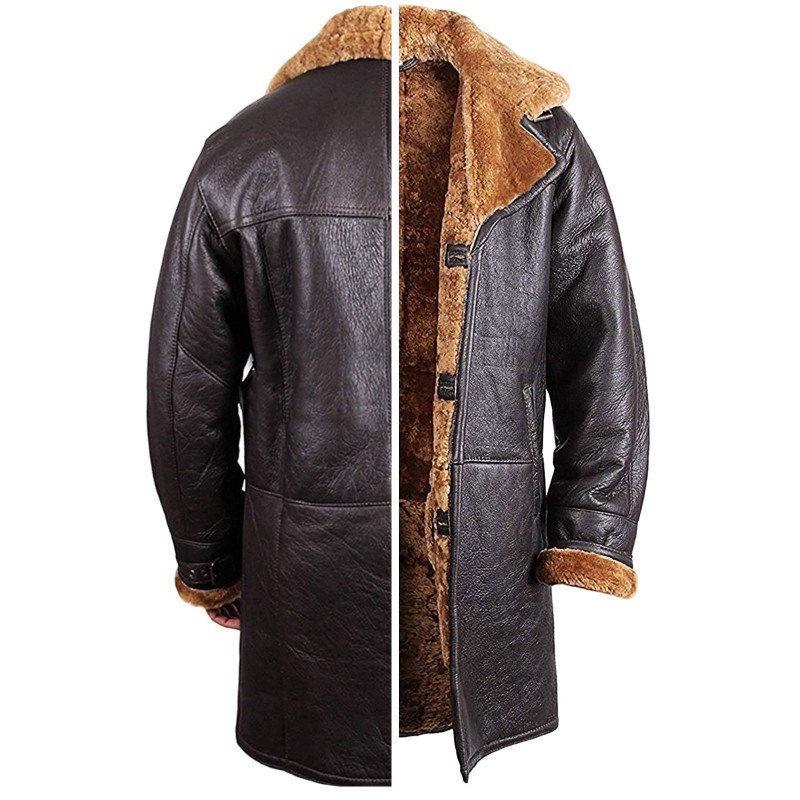 Mens Shearling Sheepskin Leather Cromby Coat