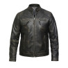 Men's Distressed Leather Biker Jacket Black Waxed Leather Jacket
