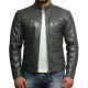 Men's Black Lambskin Genuine Leather Biker Jacket
