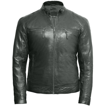 Men's Black Lambskin Genuine Leather Biker Jacket