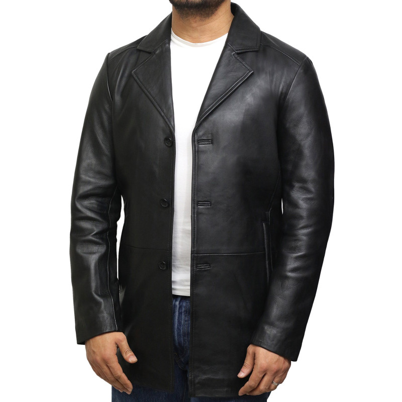 Men's Genuine Lambskin Leather Three-Button Lightweight Coat - Brandslock
