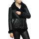 Women’s Black Shearling Sheepskin Pilot Aviator Fur-lined Leather jacket