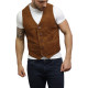 Mens Soft Real Goat Suede Leather Tan Smart Waistcoat Vest