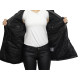 Women's Black Leather Parka Mid-Length Quilted Hooded Trench Coat