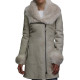 Women’s White Suede Leather Sheepskin Hooded long coat