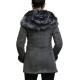 Women’s Grey Suede Leather Sheepskin Hooded long coat