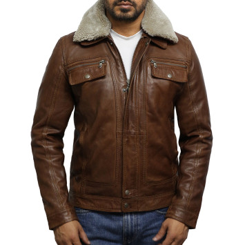 Leather Jacket Mens | Real Soft Nappa Leather Detachable Collar Jacket