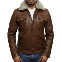 Leather Jacket Mens | Real Soft Nappa Leather Detachable Collar Jacket