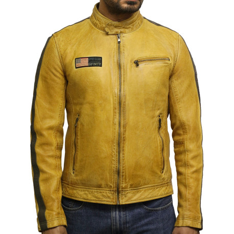 Men's Genuine Sheepskin Leather Jacket with logo