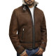 Men's Brown Genuine Shearling Sheepskin Leather Jacket Vintage