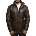 Mens Nappa Leather Reefer Coat