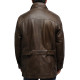 Men's Brown Leather Reefer Jacket