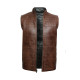 Men's Brown Leather Sleeveless Double-Sided Padded Gilet