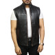Men's Brown Leather Sleeveless Double-Sided Padded Gilet