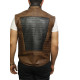 Mens Black & Brown Leather Body Warmer Sleeveless Waistcoat Gilet