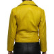 Women’s Real Leather Jacket Vintage Yellow Stylish Zip