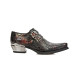 New Rock Embossed Vintage Black, Red Leather Buckle Steel Heel Shoes 7960-S5