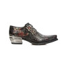 New Rock Embossed Vintage Black, Red Leather Buckle Steel Heel Shoes 7960-S5