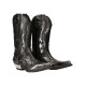 NEW ROCK SILVER FLAME BOOTS Black Leather Heavy Biker Western Cowboy M-7921-S3