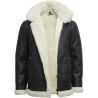 Men's Cream Hooded Aviator Real Shearling Sheepskin Leather Bomber Flying Jacket
