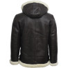 Men's Cream Hooded Aviator Real Shearling Sheepskin Leather Bomber Flying Jacket