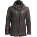Mens Brown Mid Length Warm Real Leather Jacket -Finn